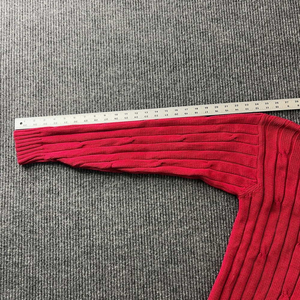 VTG J. Crew Oarsman Men's Small Red Cable Knit Cotton Crewneck Sweater Ribbed - Picture 7 of 9